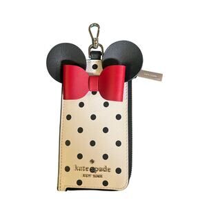Disney x Kate Spade Minnie Mouse Lanyard Zip Card Case Wallet